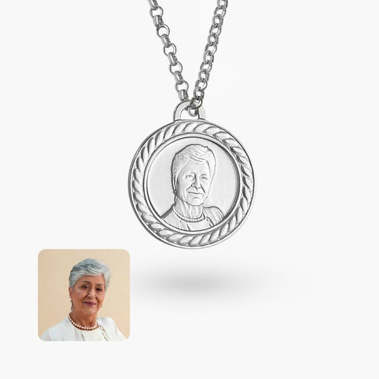 Runder Anhänger mit dekorativem Rahmen, 925 Silber