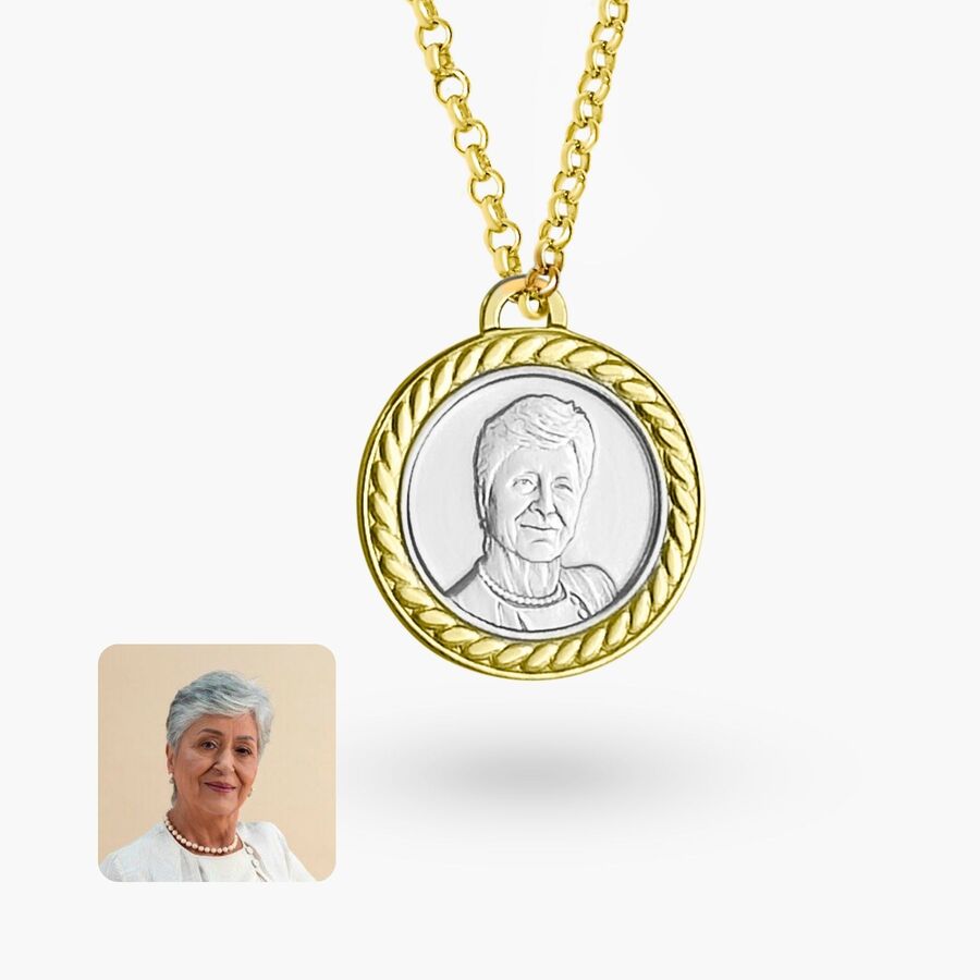 Runder Anhänger mit dekorativem Rahmen, 925 Silber