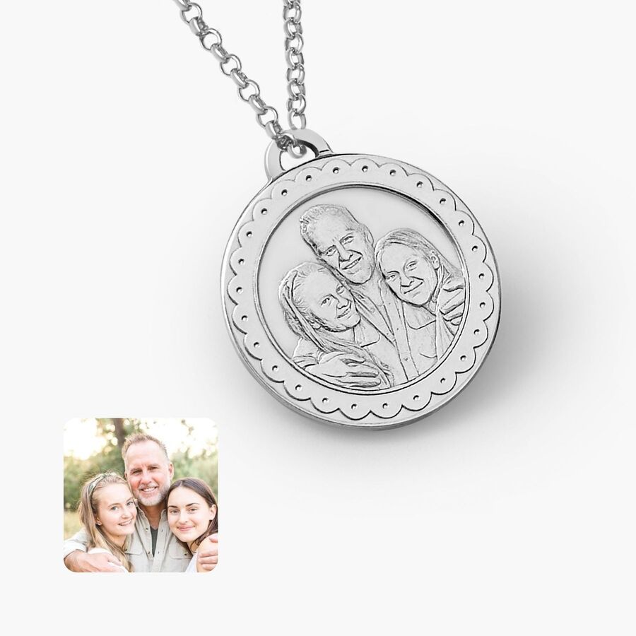 Ornamentaler runder Anhänger, 925 Silber