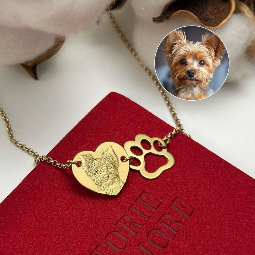 Heart & Paw Pendant, 925 Silver