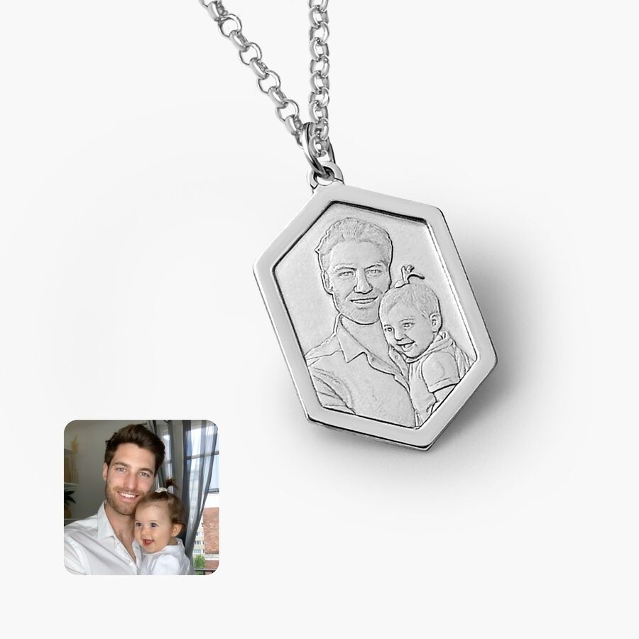 Hexagon-Anhänger, 925 Silber