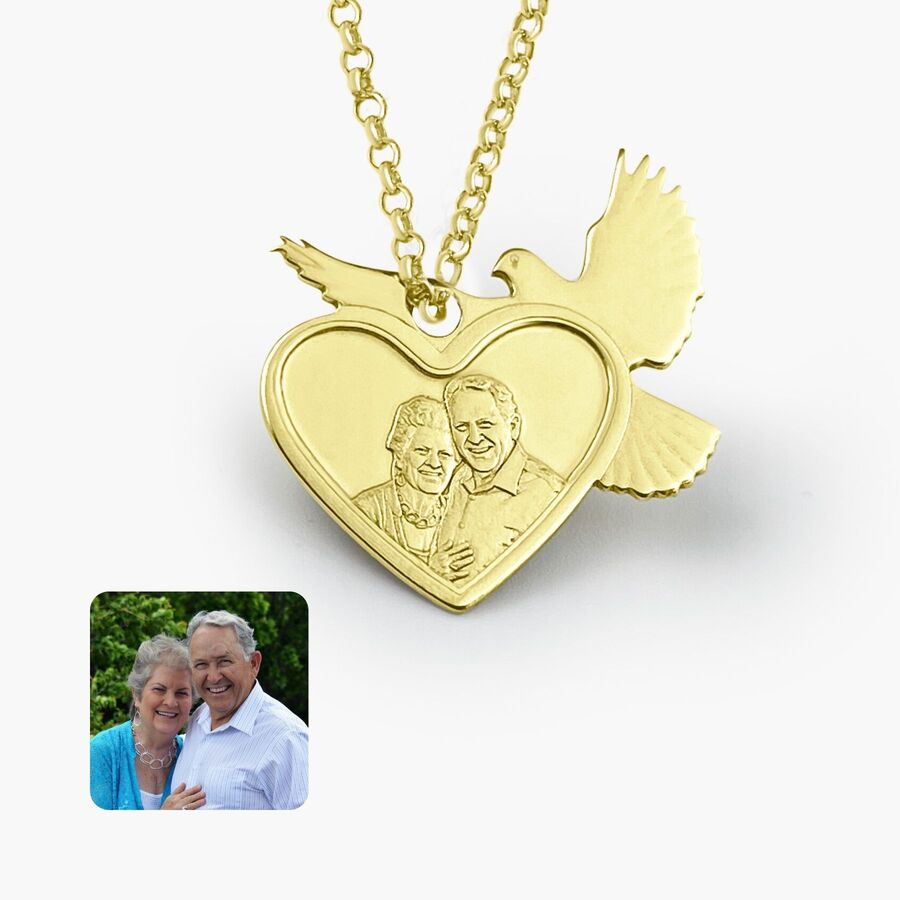 Herzanhänger mit Taube, 925 Silber