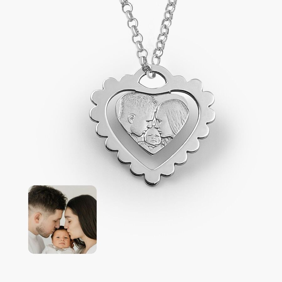 Herzanhänger mit dekorativem Rand, 925 Silber