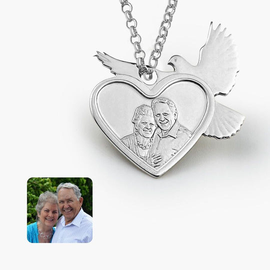 Herzanhänger mit Taube, 925 Silber