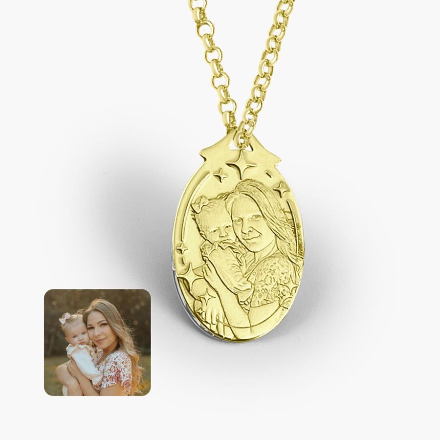 Ovaler Anhänger mit Sternrahmen, 925 Silber