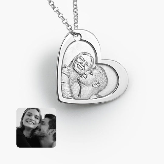 Herzanhänger mit Porträt, 925 Silber