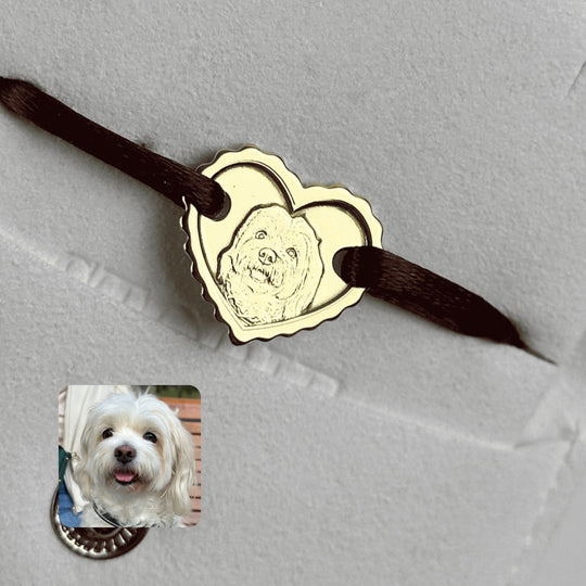 Bracelet cœur portrait personnalisé d'animal de compagnie, argent 925