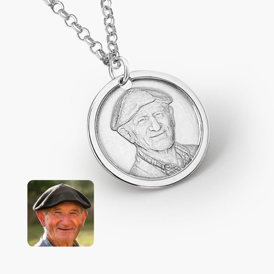 Runder Anhänger mit klassischem Rahmen, 925 Silber