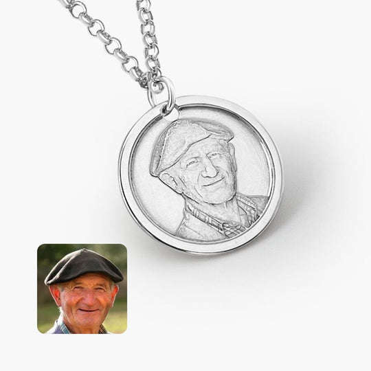 Runder Anhänger mit klassischem Rahmen, 925 Silber