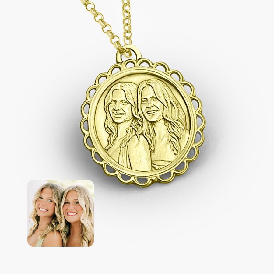 Runder Anhänger mit elegantem Rahmen, 925 Silber