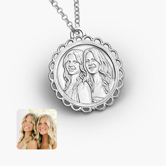 Runder Anhänger mit elegantem Rahmen, 925 Silber