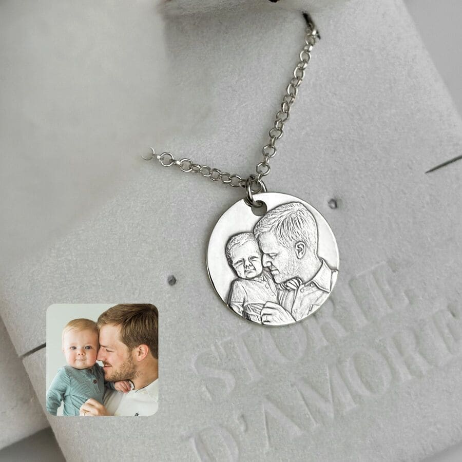 Runder Porträtanhänger, 925 Silber