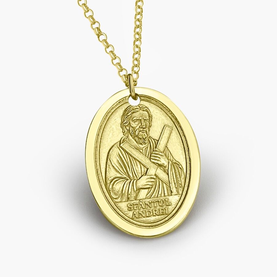 Ovaler Anhänger mit Sankt Andreas, 925 Silber