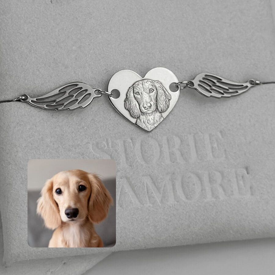 Armband mit Herz und Flügeln, 925 Silber