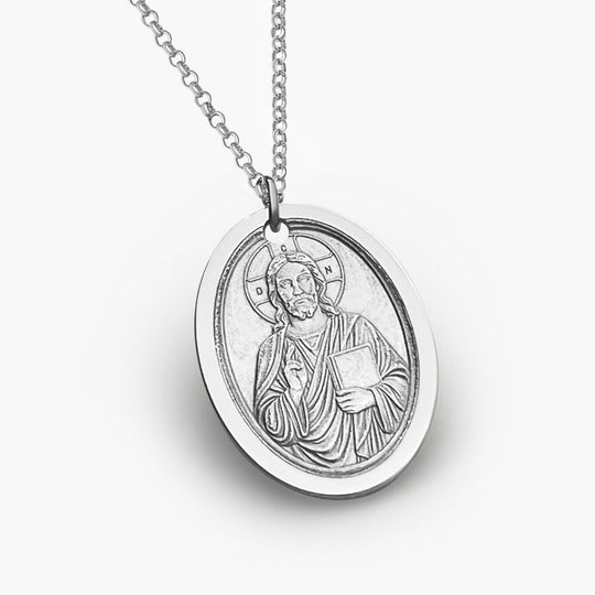 Ovaler Anhänger mit Jesus Christus, 925 Silber