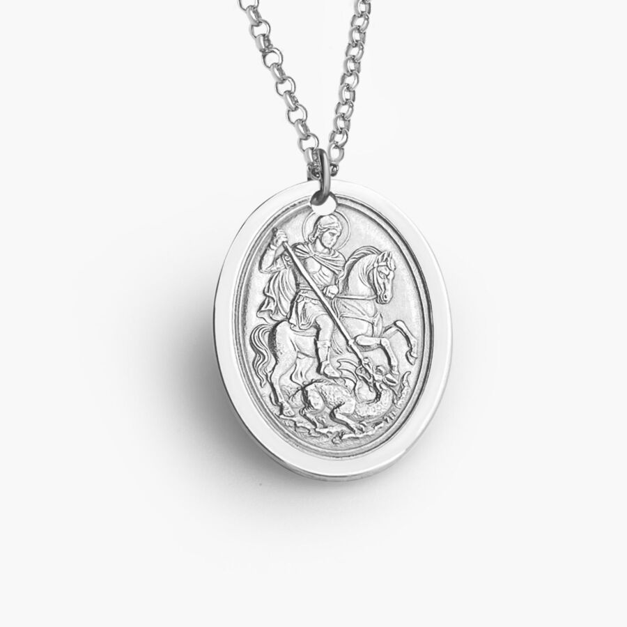 Ovaler AnhÀnger mit dem heiligen Georg, 925 Silber