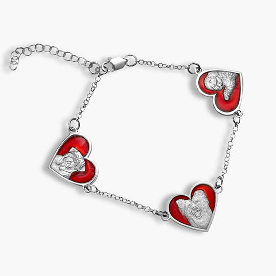 Armband mit drei Herzen, 925 Silber