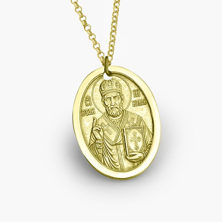 Ovaler Anhänger mit dem heiligen Nikolaus, 925 Silber