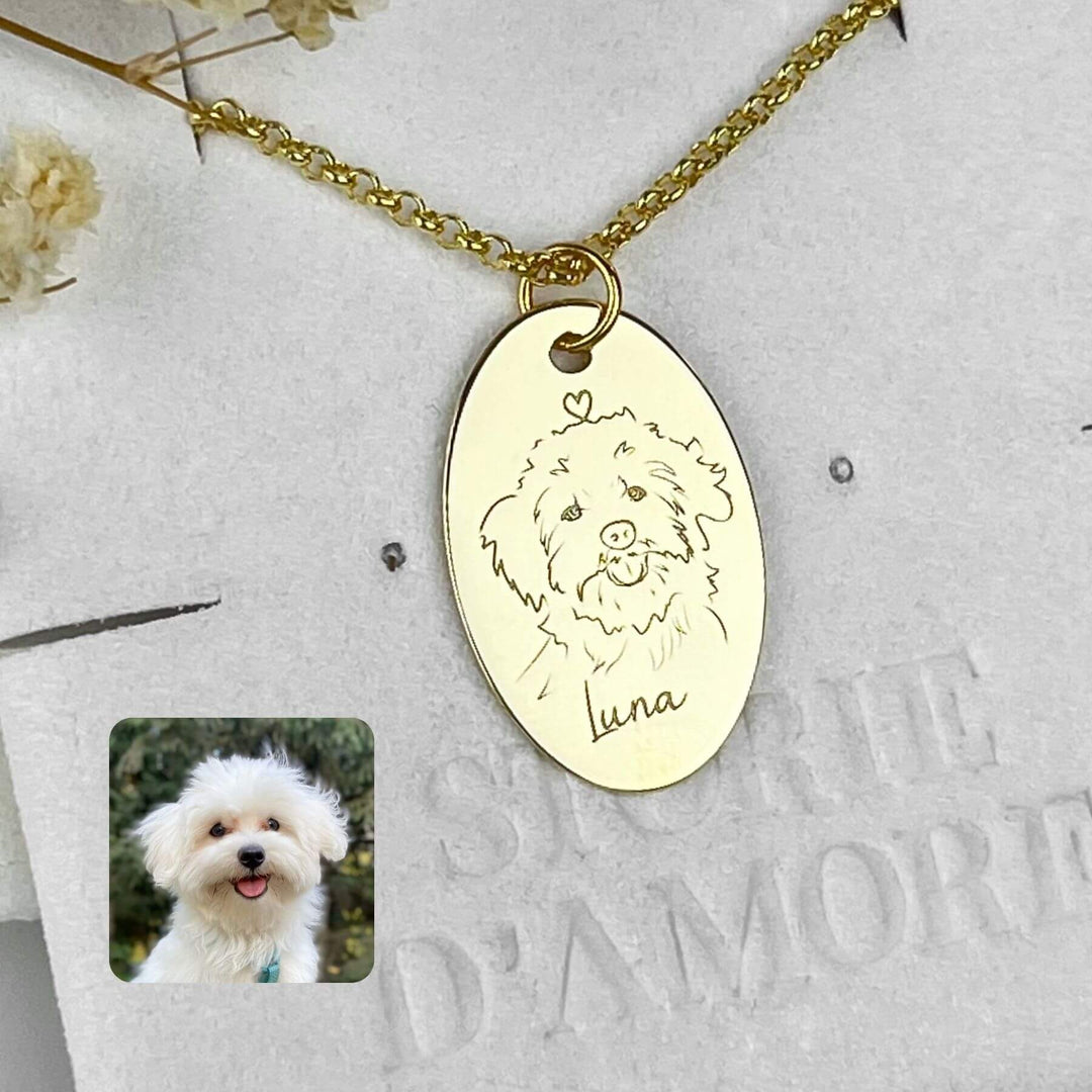 Ovaler Anhänger mit Tierporträt, 925 Silber