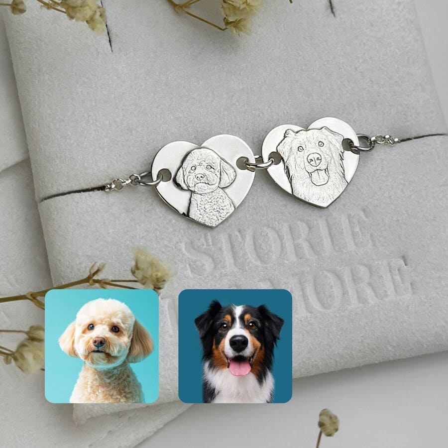 Doppel-Herz-Armband, 925 Silber