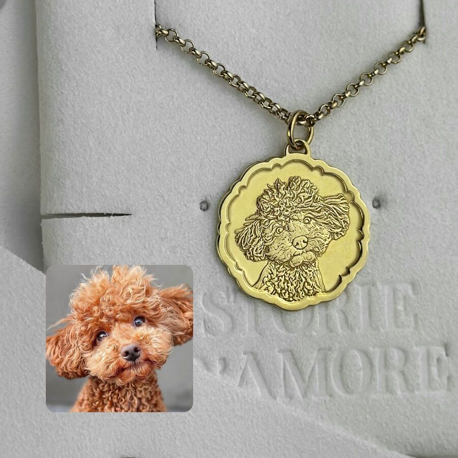 Pendentif rond festonné avec portrait, argent 925