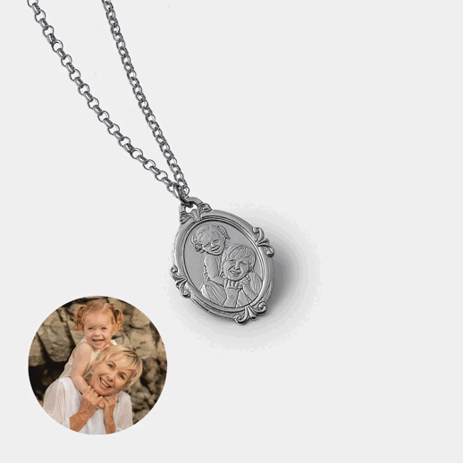 Decorative Oval Pendant, 925 Silver