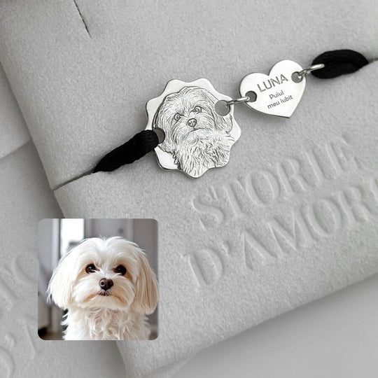 Curved-Edge Portrait Charm with Heart, 925 Silver