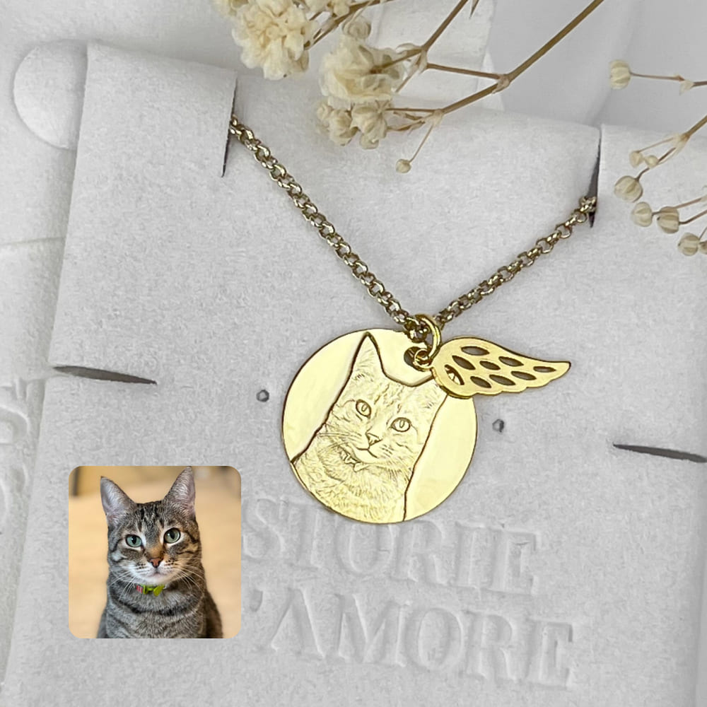 Tiergedenk-Anhänger mit Flügelanhänger, 925 Silber