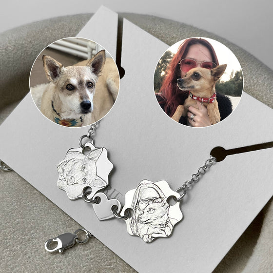 Double Chain Bracelet with Pet Photos — 925 Sterling Silver