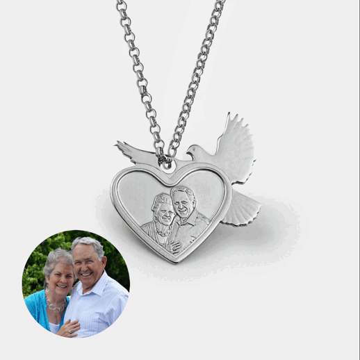 Heart with Dove Pendant, 925 Silver