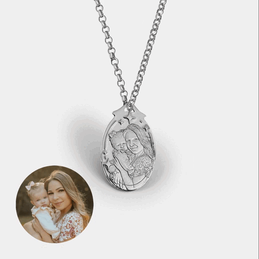 Star Frame Oval Pendant, 925 Silver