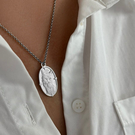 Oval-Anhänger mit Muster, 925 Silber