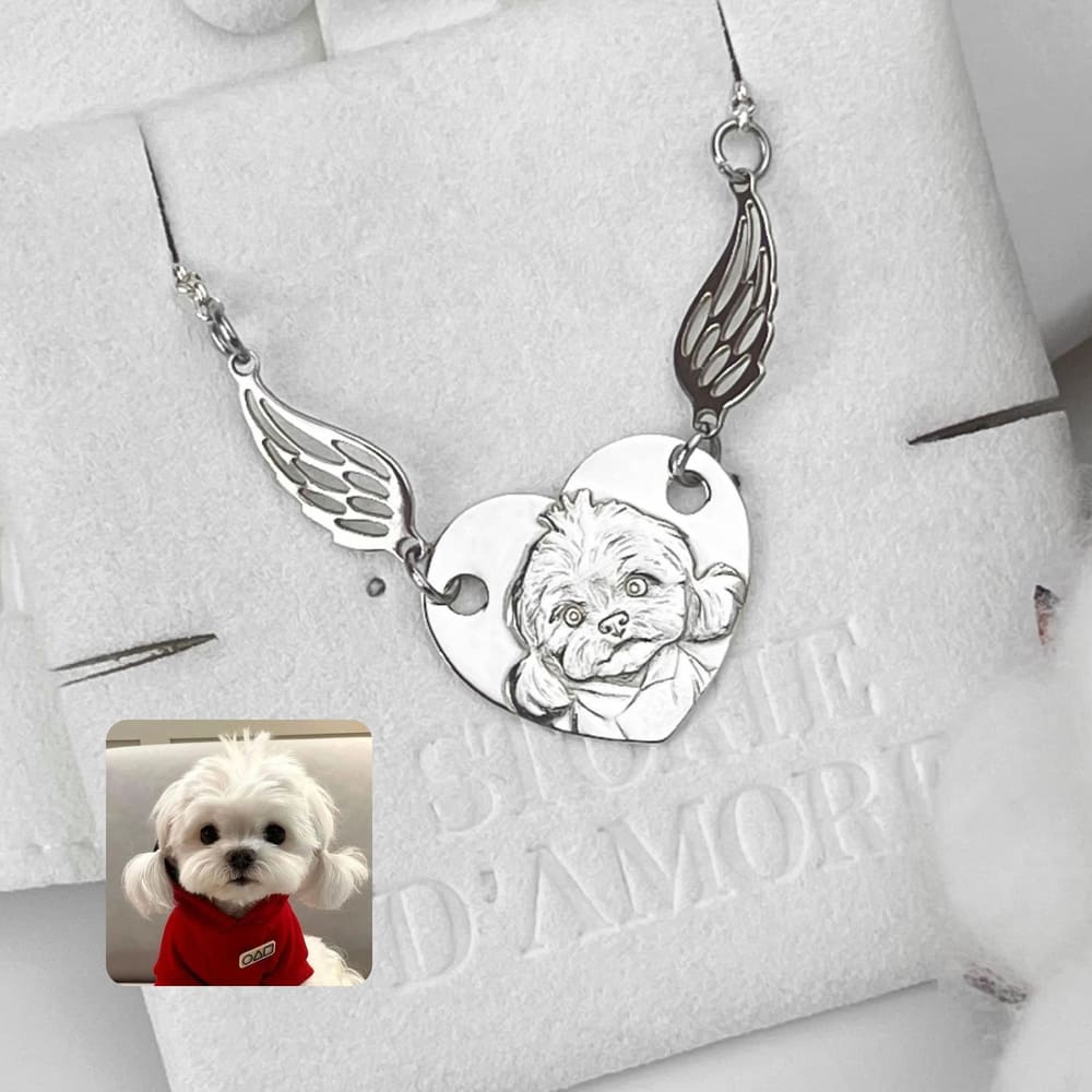 Herzanhänger mit Engelsflügeln, 925 Silber