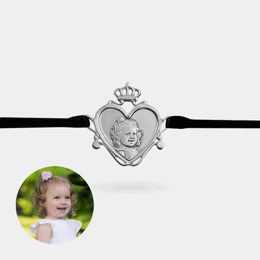 Krone Herz Armband, 925 Silber
