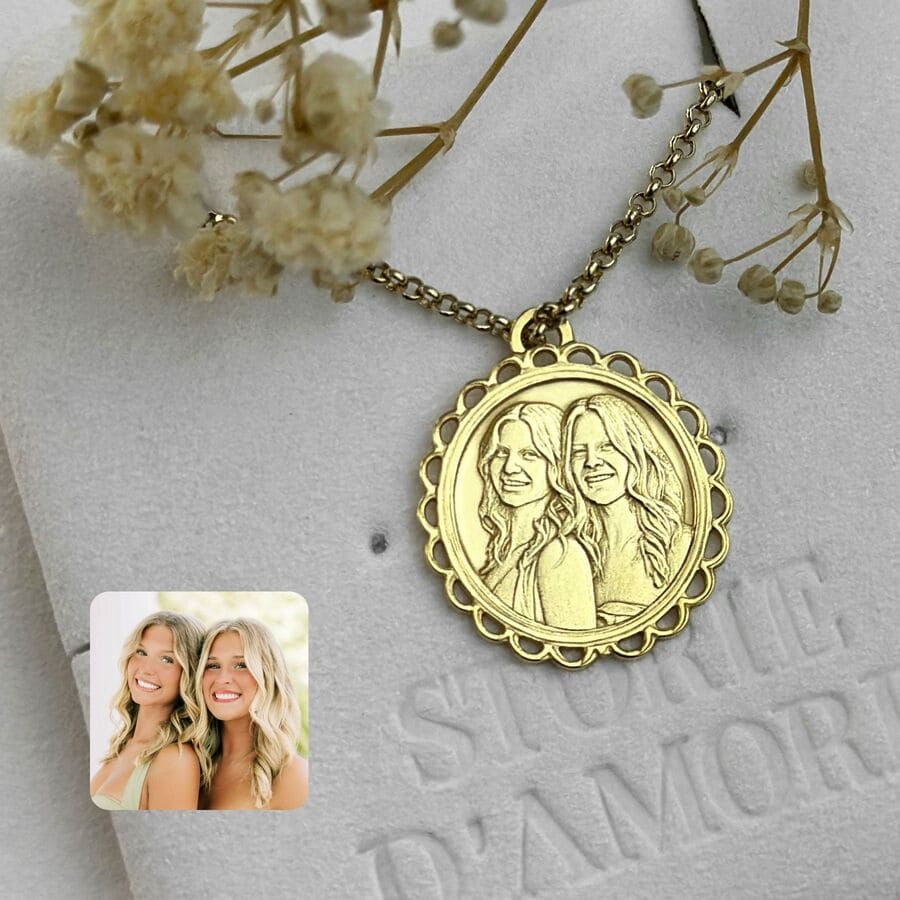 Runder Anhänger mit elegantem Rahmen, 925 Silber