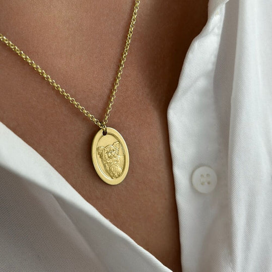 Oval Pendant with Classic Frame, 925 Sterling Silver