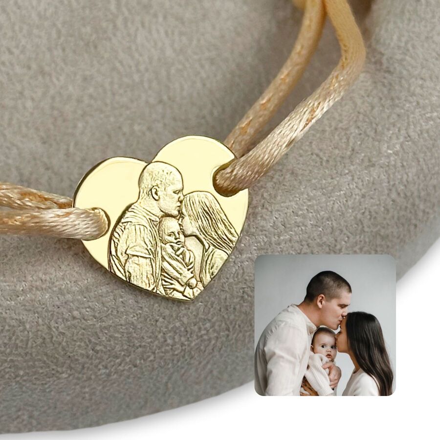 Mittleres Herzarmband mit Porträt, 925 Silber