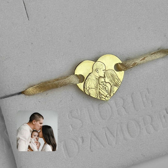 Mittleres Herzarmband mit Porträt, 925 Silber