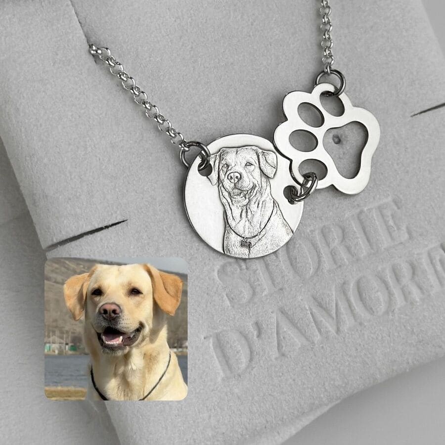 Pandantiv dublu cu lăbuță, argint 925