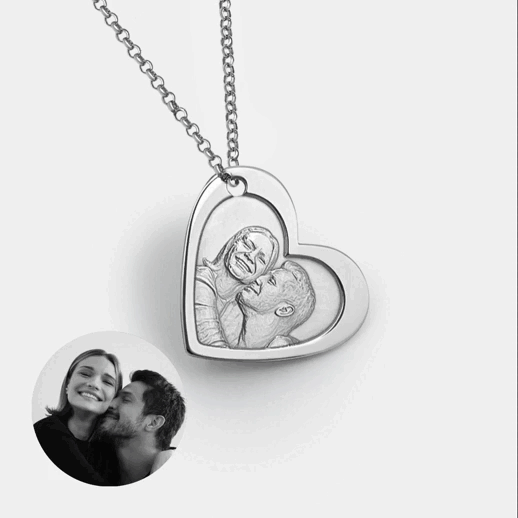 Framed Heart Pendant, 925 Silver