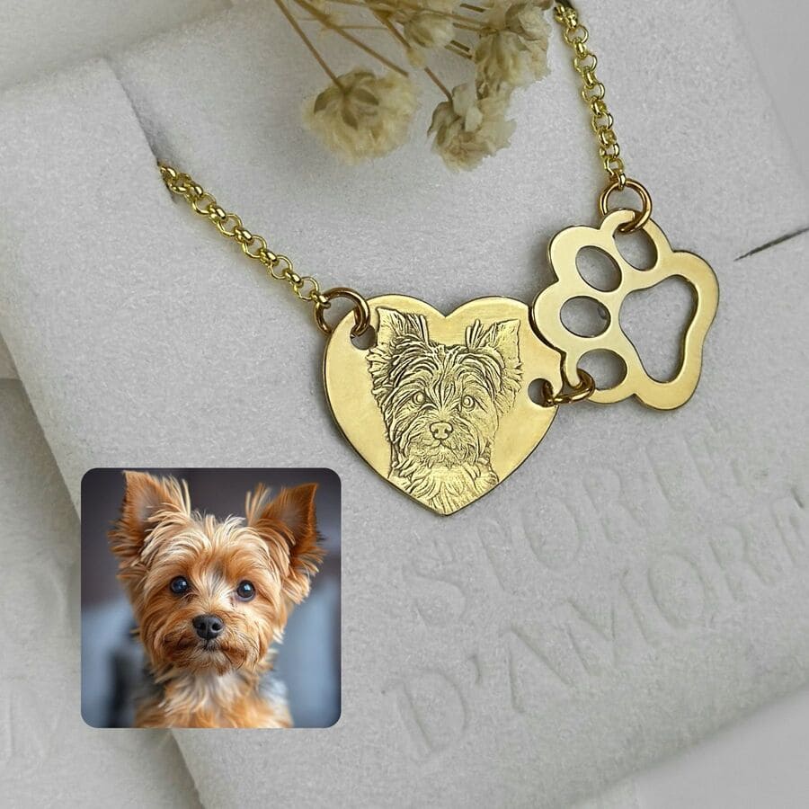Heart & Paw Pendant, 925 Silver