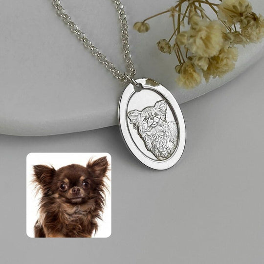 Oval Pendant with Classic Frame, 925 Sterling Silver