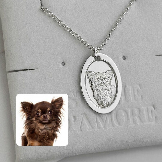 Oval Pendant with Classic Frame, 925 Sterling Silver