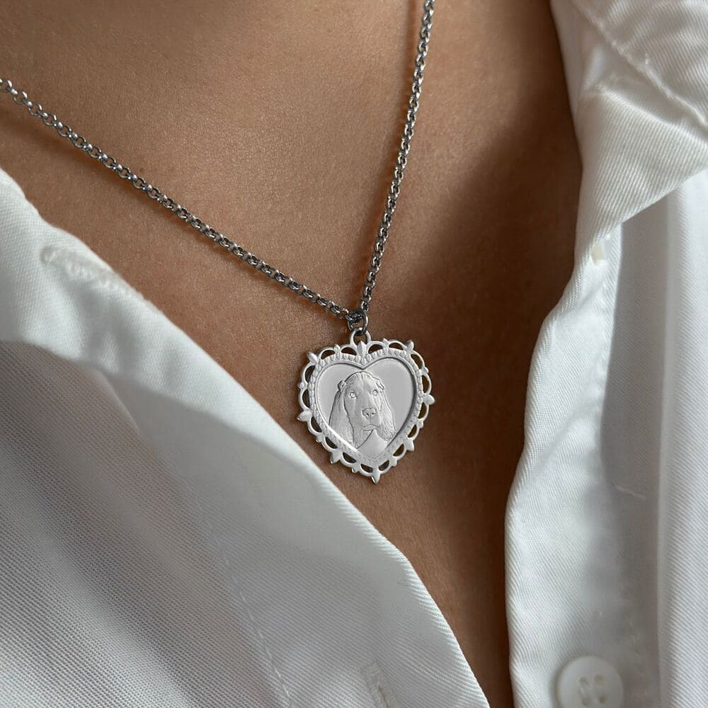 Filigree Heart Pendant, 925 Silver