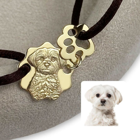 Curved-Edge Portrait Charm with Paw, 925 Silver