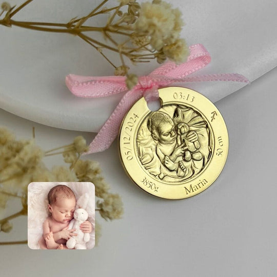Klassische Münze mit Babyfoto, 23,5 mm (925 Silber)