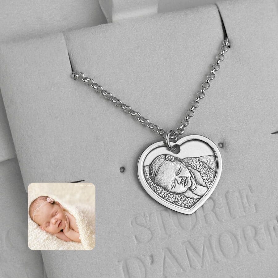 Herzförmiger Anhänger mit Rahmen, 925 Silber