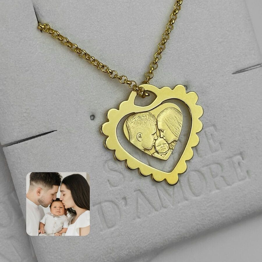 Herzanhänger mit dekorativem Rand, 925 Silber