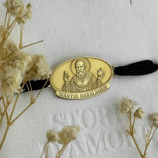 Ovales Armband mit dem heiligen Charalambos, 925 Silber