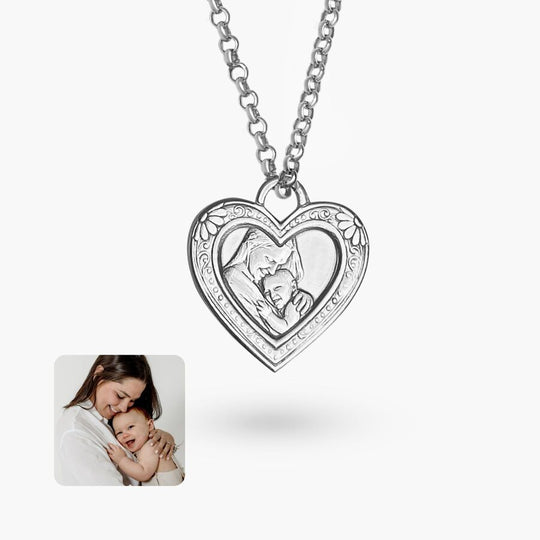 Ornamentaler Herz-Porträtanhänger, 925 Silber
